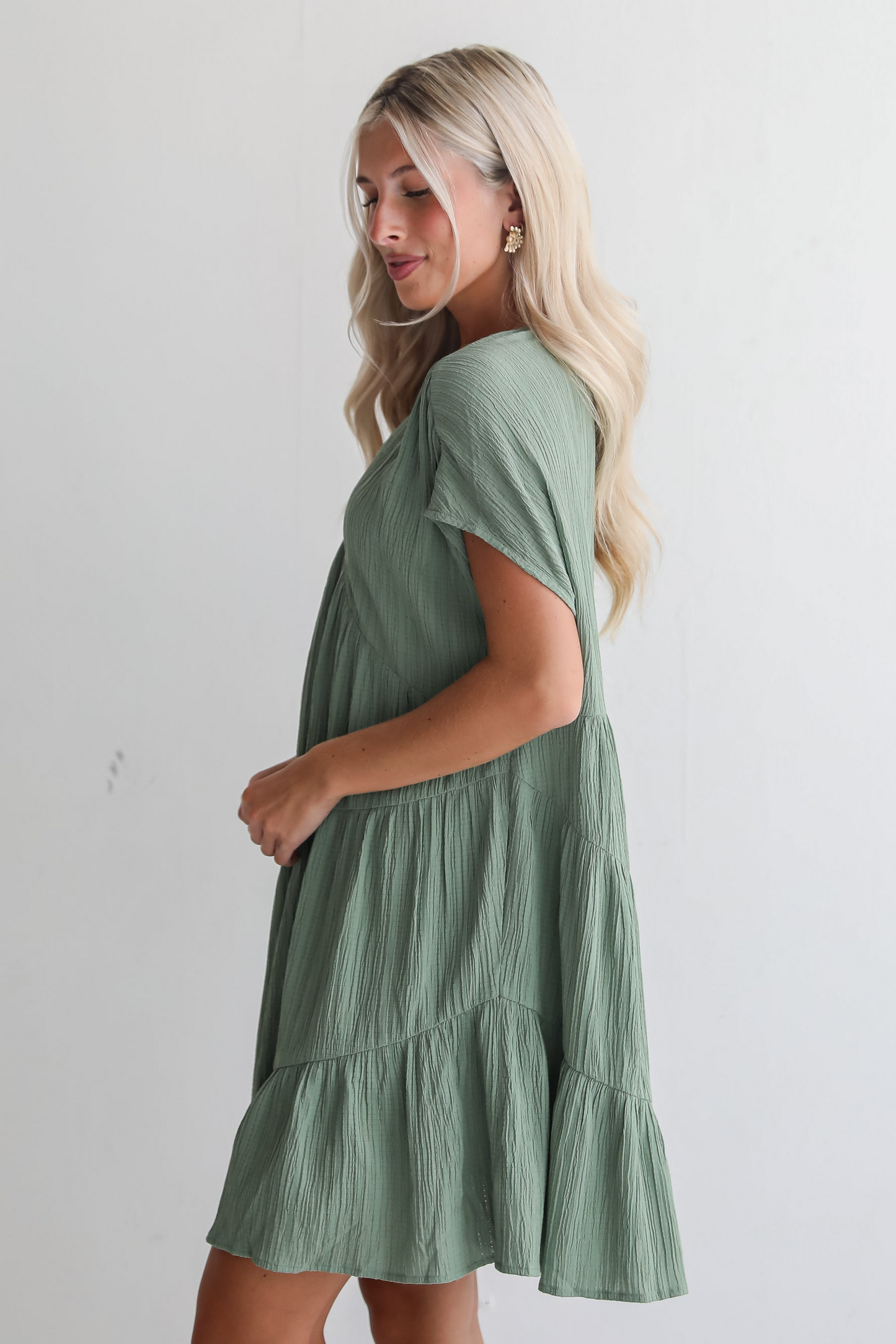 Women Summer Peplum V-Neck Ruffle Dress