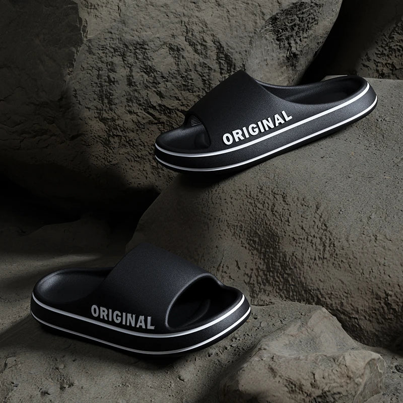 Women’s Letter Slippers Beach Slides with Thick Sole
