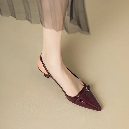 French Patent Leather Mid-Heel Sandals