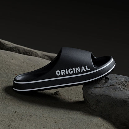 Women’s Letter Slippers Beach Slides with Thick Sole